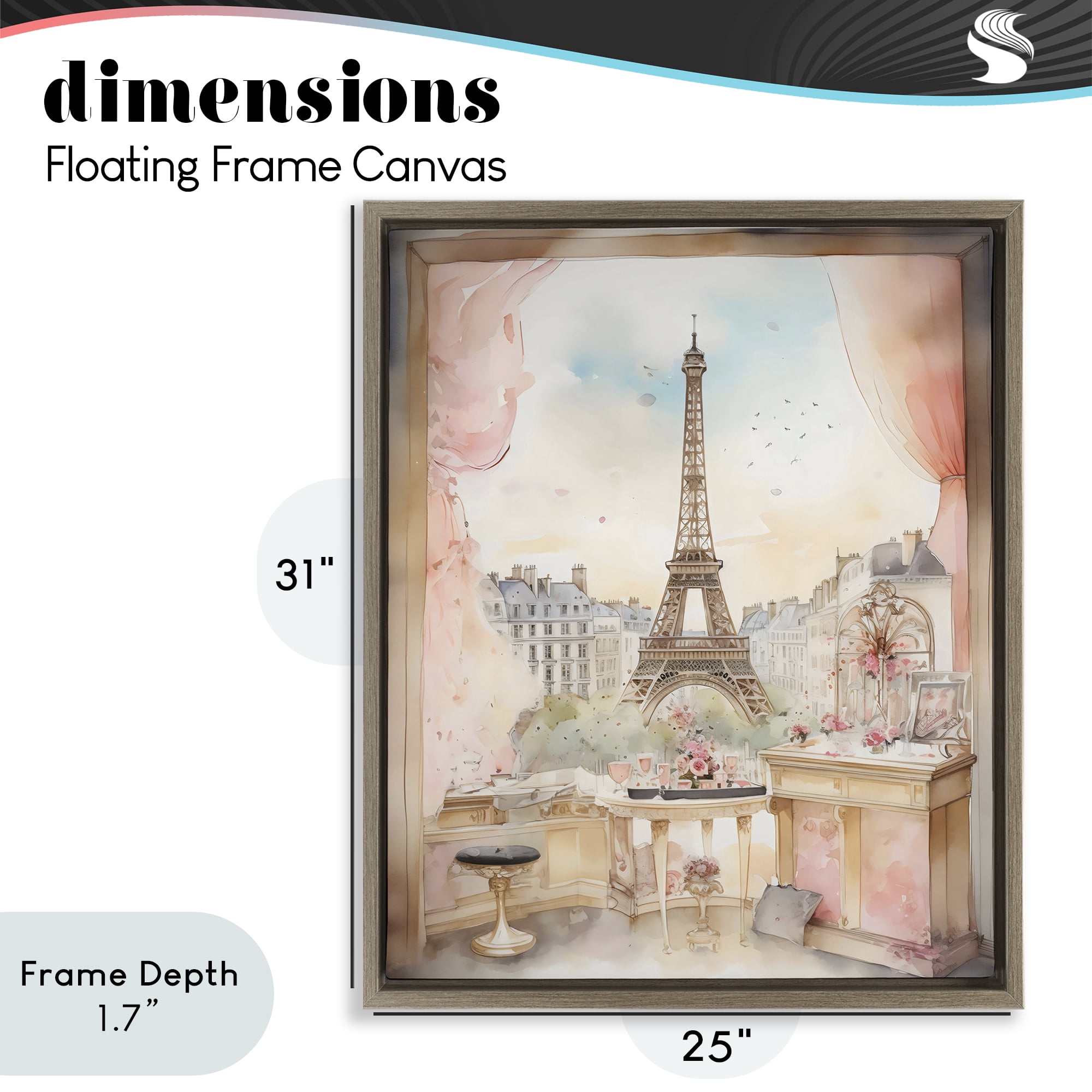 Stupell Industries Eiffel Tower Window View Brown Framed Floater Canvas Wall Art, design by Creative Studio