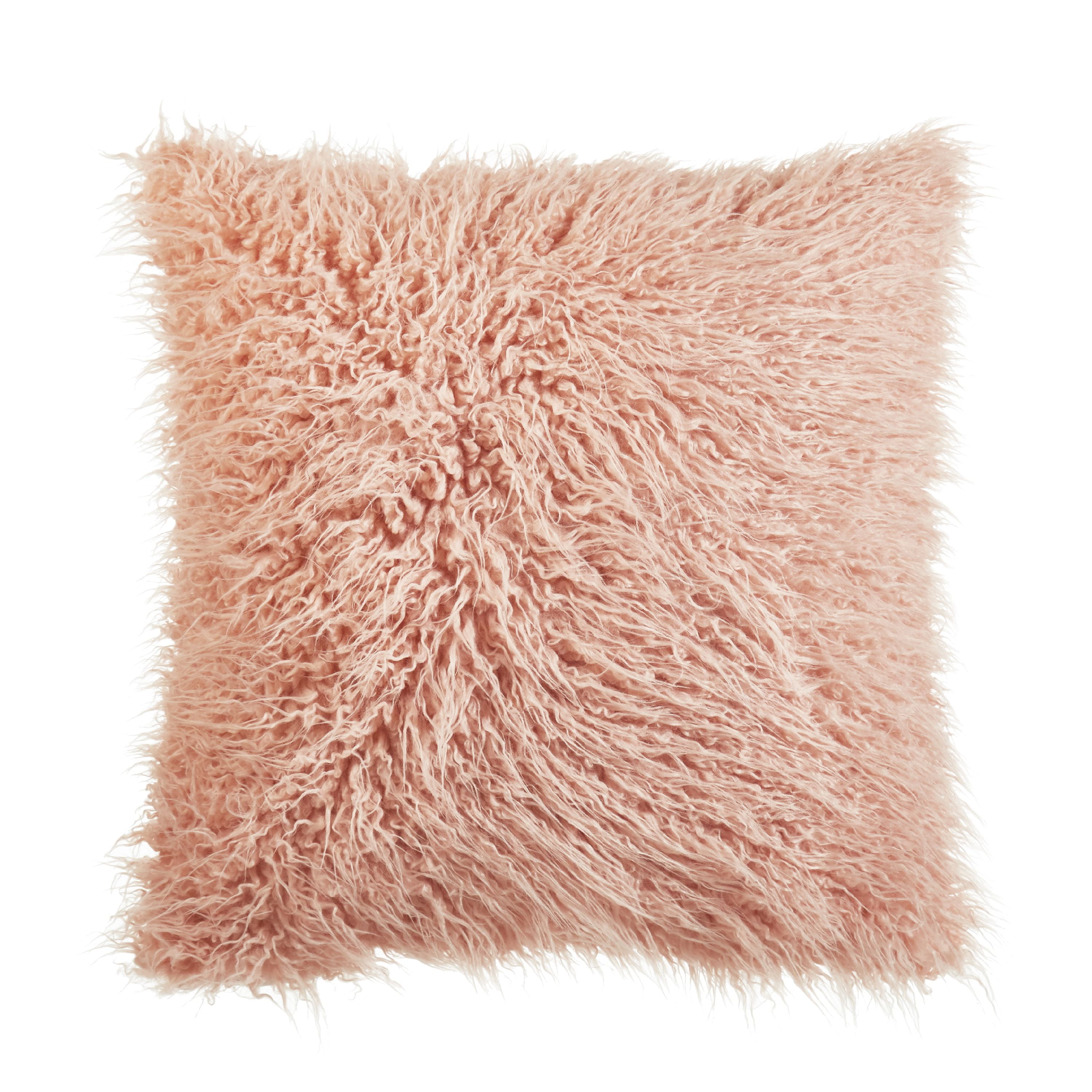light pink faux fur pillow