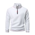 thumbnail image 2 of lkfuzj Men's Pullover Shirts 1/4 Zip Polar Fleece Sweatshirts Casual Long Sleeve Stand Collar Running Workout Sports Shirts Tops - White, 2 of 8