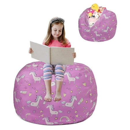 

Kids Stuffed Animal Storage Bean Bag with Carrying Handle Sturdy Cotton Bean Bag Cover Perfect for Toys and Clothes Kids Gift (32 )