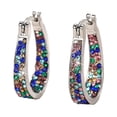 thumbnail image 5 of Xioeram 1 Pair Women Hoop Earrings Colorful Rhinestone Large Circle Geometric Hanging Earrings Alloy Ear Jewelry for Daily Prom Party, 5 of 8