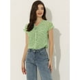 thumbnail image 2 of DARING DIVA Women's Ruffle V Neck Cap Sleeve Chiffon Floral Blouse Top L Light Green, 2 of 6