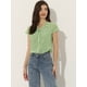 thumbnail image 2 of blusa de gasa con cuello en V de manga corta suelta para mujer Verde Claro S, 2 of 6