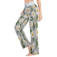 thumbnail image 4 of Women's Long Sleep Pants Home Pants Sleep Pants Wide-Leg Pants Design Elastic Fabric Casual Pants S White Chrysanthemum Pattern, 4 of 7