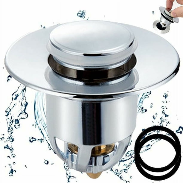 Drenaje emergente para fregadero, tapón universal para fregadero, filtro de drenaje emergente antibloqueo de cobre y acero inoxidable con drenaje y 2 juntas para fregadero, cocina, baño,