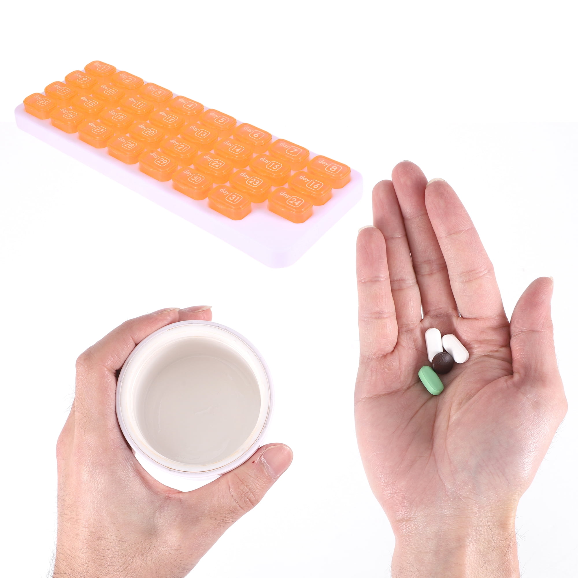 Unique Bargains Lightweight 31 Grids Keyboard Style Pill Dispenser Orange