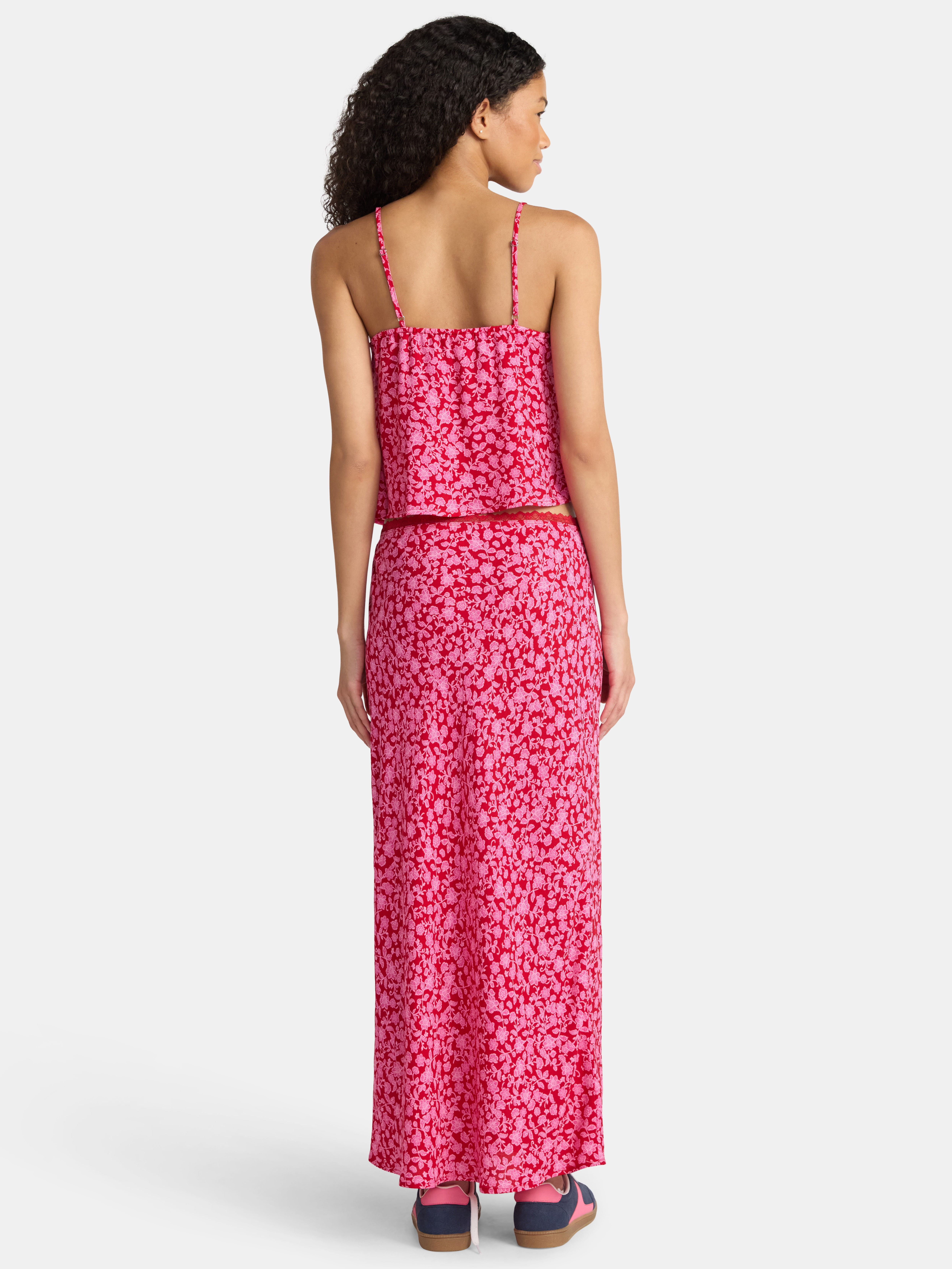 No Boundaries Tie Front Lace Top and Maxi Skirt Set, 2-Piece, Women's