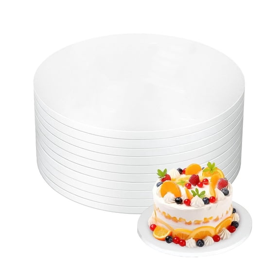 8 PCS Cake Boards 10 Inch Round, 10 Inch Cake Drums, 1/4" Thick Cake Drum, Food Grade Cake Base, White Cake Cardboard Circles, Bases para Pasteles for Wedding & Party & Pizza Desserts