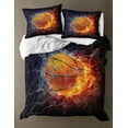 thumbnail image 4 of Move Over Basketball Fire Bedding Sets King Black Sports Duvet Cover Set Basketball Fire Pattern Microfiber No Filling, 4 of 9