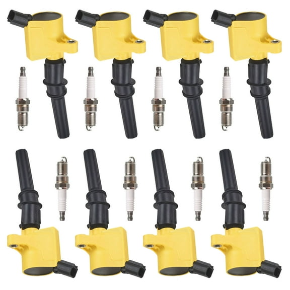 8 Heavy Duty Ignition Coils and 8 Platinum Spark Plug Compatible with Ford E-150 F-150 F-250 FD503