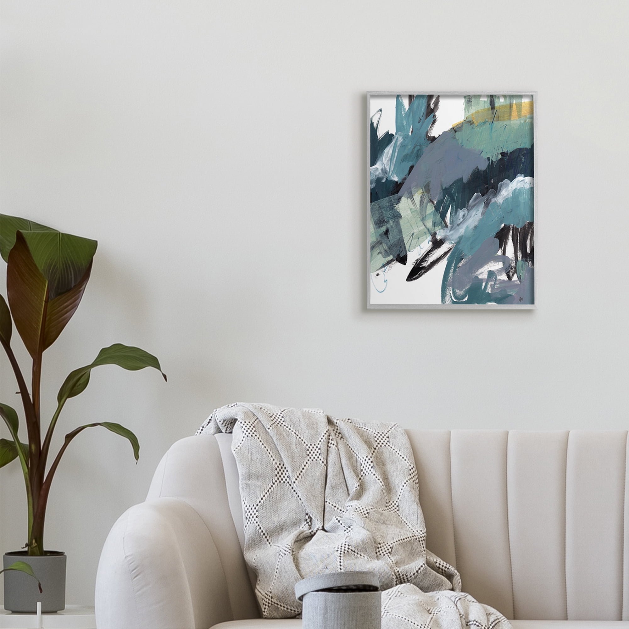 Stupell Industries Chaotic Paintbrush Strokes Abstract Green Blue,16 x 20,Designed by Ann Thompson Nemcosky