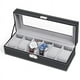 thumbnail image 1 of Caja para reloj de cuero con 6 ranuras, estuche de exposición, organizador de almacenamiento de joyas de vidrio, caja para reloj de cuero PU negro, estuche de exposición, organizador de joya, 1 of 5