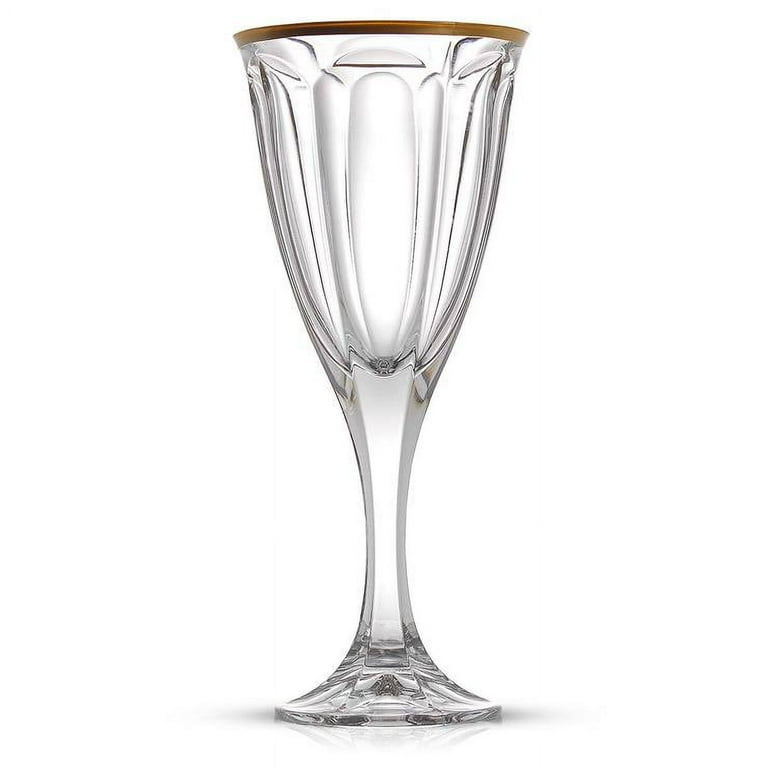 JoyJolt Windsor Collection European Crystal Red Wine Glasses with Gold Rim,  Set of 2 
