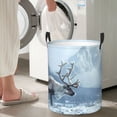 thumbnail image 5 of Daiia Winter Reindeer In Snowy Mountains Round Laundry Basket with Handles Thickened Waterproof Circular hamper,Dirty Clothes Storage Basket for Bedroom,Bathroom,College Dorm-Small, 5 of 6