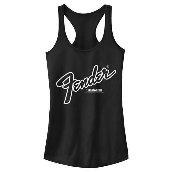 Junior's Fender Telecaster Logo  Racerback Tank Top Black Small