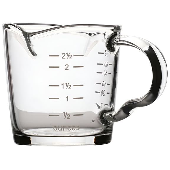 ACDANC Espresso Measuring Cups with Handle: Double Spouts Measuring Triple Pitcher Cup Temperature Resistant Glass Measuring Cup for Cafe 51-100ML
