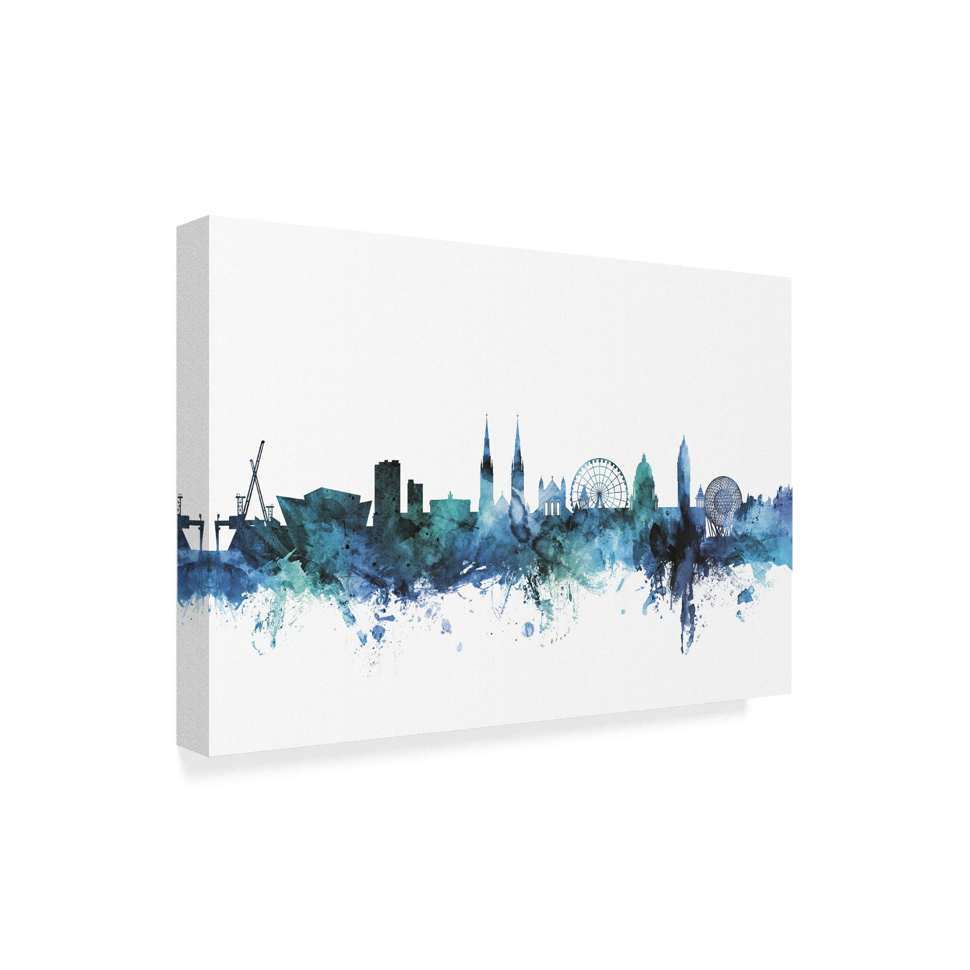 Trademark Fine Art 'Belfast Blue Teal Skyline' Canvas Art by Michael Tompsett