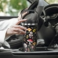thumbnail image 5 of 30 oz Black Bottle Spill Proof Mushroom Tumbler with Top Handle and Straw Lid Stainless Steel Double Wall Insulated Tumbler Coffee Mug Gift for Women Men Travel Cup for Car, 5 of 6