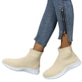 thumbnail image 3 of NOKIO Socks Sneakers for Women Comfortable Knit Ankle B𝗈𝗈𝑡𝑠 S𝗅ip On Walking Shoes Lightweight Tennis Running Shoes High Top Sneaker with Soft Sole for Summer and Autumn, 3 of 9