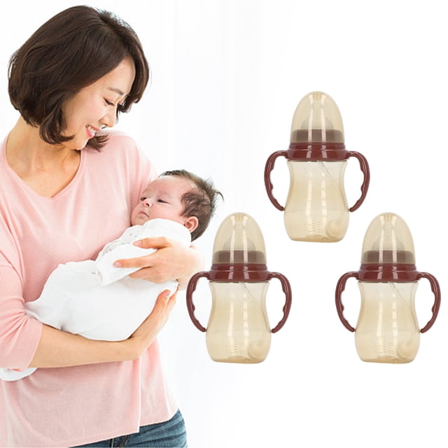 Botellas de bebé, Botellas de Pezón de Bebé 3pcs Marrón Fácil de Agarre para Bebés para El Hogar
