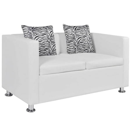 Akoyovwerve White Leather Loveseat Sofa with 2 Pillows,Sofa & Couches for Living