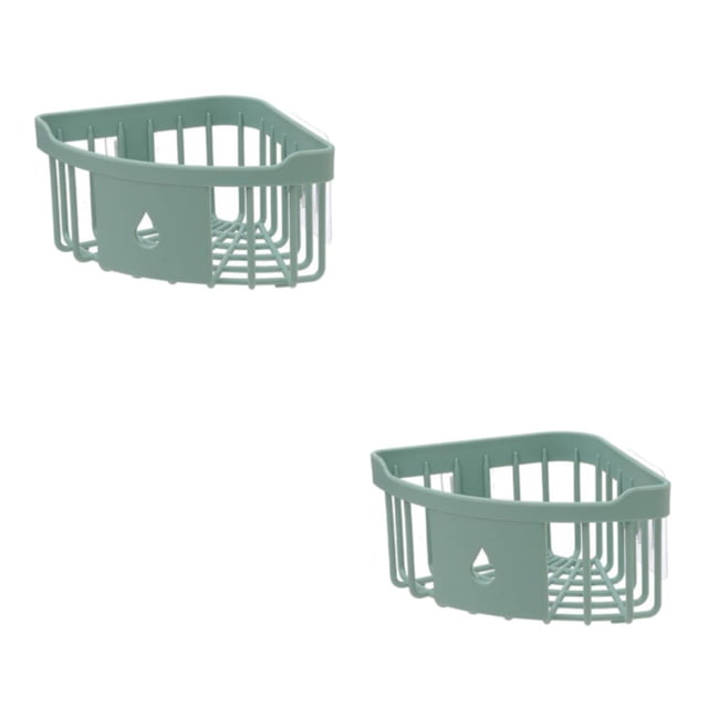 Matsuzay Estante de , soporte de baño, soporte de almacenamiento de larga duración, sin perforaciones, sin taladro, decoraciones de Verde 2Conjunto