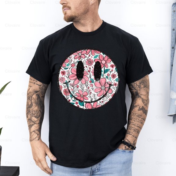 Retro Happy Flowers Boho Daisy Positive VibesT-Shirt, Sweatshirt, Hoodie, up to size 5XL.