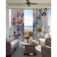 thumbnail image 4 of Pink Blue Flower Blackout Curtains 63 Inch Length Watercolor Gradient Blue Pink Floral Butterfly Linen Texture Thermal Insulated Window Curtain Drapes 2 Panels for Bedroom Living Room 52"Wx63"L, 4 of 9