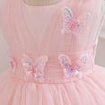 thumbnail image 4 of Pink Girls Sequin Butterfly Tulle Dress Sleeveless A-Line Sparkly Party Gown for Kids Little Kids,Size 2-3T, 4 of 7