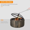 thumbnail image 6 of Kepooman 18" Fire Pit with Spark Cover, Poker and Woodgrain Design, Outdoor Fire Pit for Patio, Picnic, Backyard, Dark Brown, 6 of 7