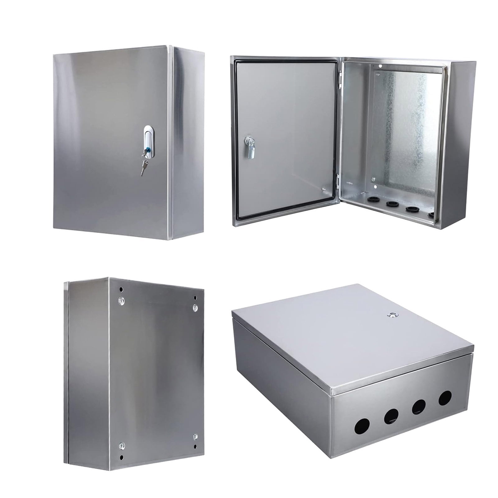 Stainless Steel Electrical Control Cabinet and Junction Box, Outdoor Electrical Junction Box for Electrical Equipment with Safety Locks and Mounting Plates