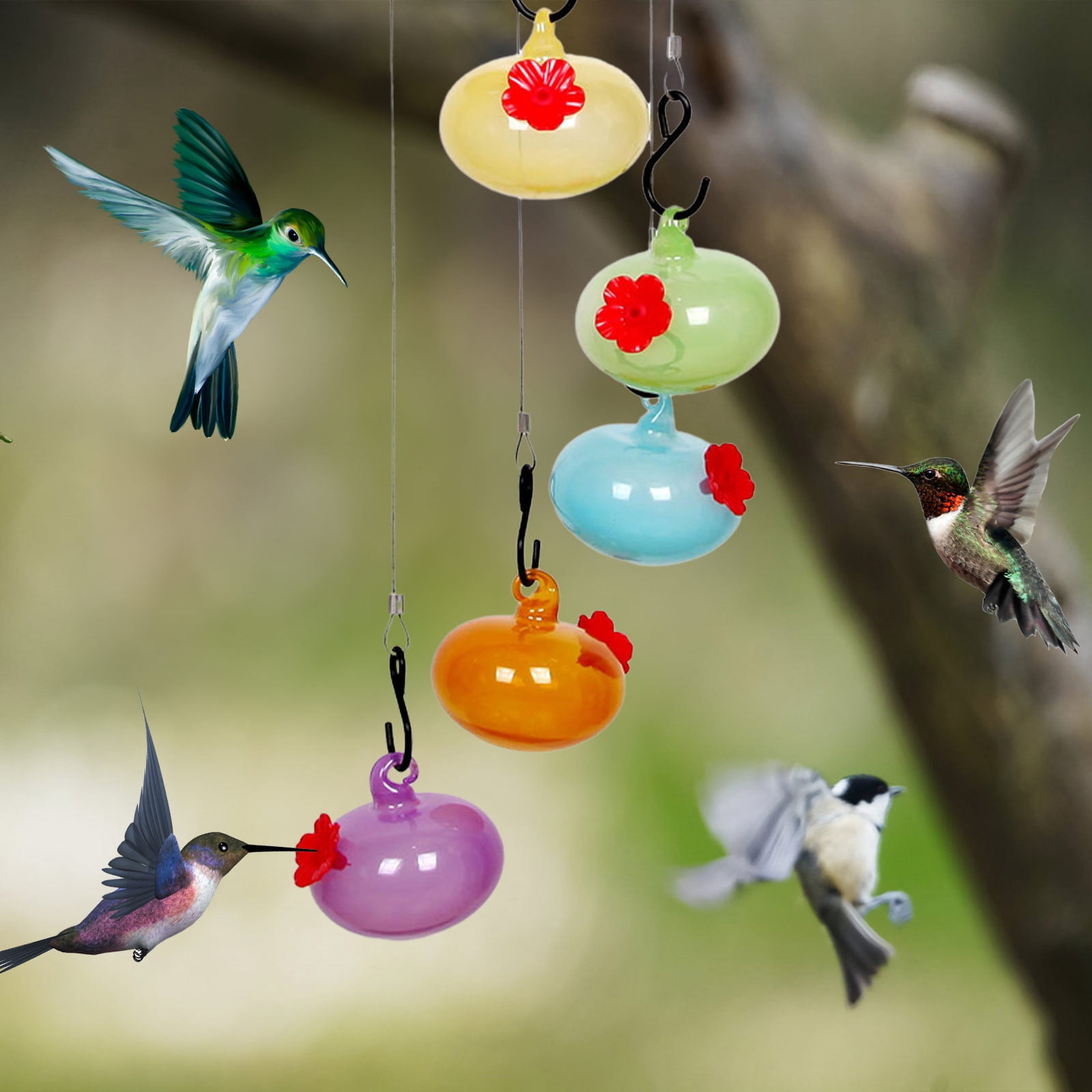 Djiypn Beautiful Wind Chimes Hummingbird Feeders for Garden & Patio Decoration - Versatile Outdoor Bird Feeder to Attract Birds - Perfect Gift for Nature Lovers & Gardening Enthusiasts