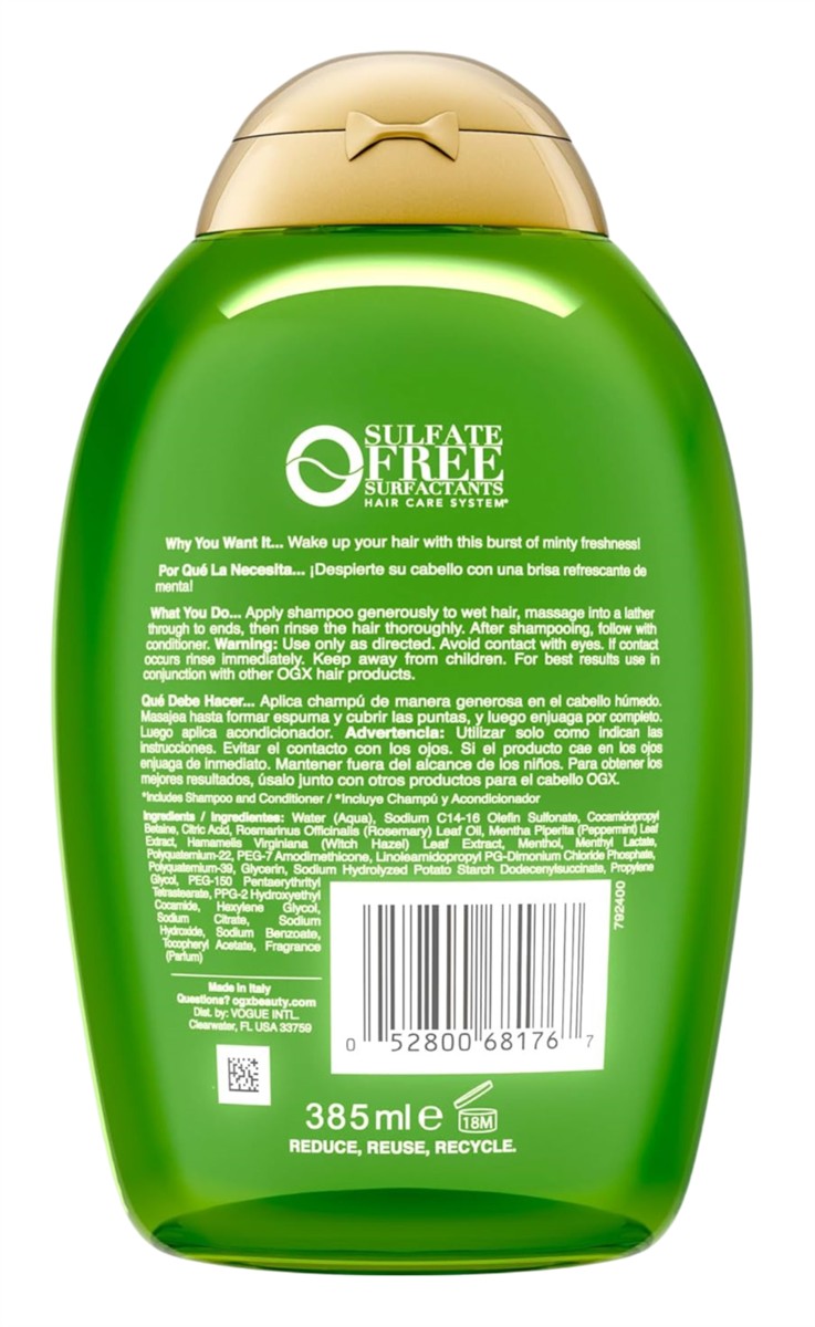 Ogx Shampoo Rosemary Mint Extra Strength 13 Ounce (385ml) (Pack of 3)