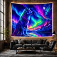 thumbnail image 6 of Cosmic Wolf Under Aurora Borealis Mystical Fantasy for Wildlife Fans Fantasy Forest Art Halloween Gift Tapestry Wall Hanging for Bedroom, Living Room and Dorm, 6 of 7