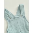 thumbnail image 5 of BemeyourBBs Newborn Baby Girl Boy Summer Clothes Cotton Linen Romper Overalls Outfit Solid Color Sleeveless Jumpsuit Shorts with Pockets 0 6 12 18 24 Months, 5 of 9
