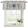 thumbnail image 2 of Texas Star Navy Blue Valances for Windows, Decorative Rod Pocket Window Valance Curtains, Farmhouse Vintage Art Wooden Short Curtain Drapes for Kitchen/Bathroom/Living Room, 2 Panels, 42" W x 18" L, 2 of 8