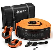 BUNKER INDUST Heavy Duty Offroad Recovery Kit - 3"x30ft 30,000lb Snatch Strap, 2" Shackle Hitch Receiver, 5/8" Locking Pin, 3/4" D-Ring Shackles with Isolator & Carry Bag
