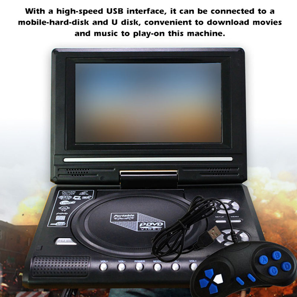 Dodocool 7.8 Inch 16:9 Widescreen 270 Rotatable LCD Screen Home Car TV DVD Player Portable VCD MP3 Viewer with Game Function - image 4 of 6