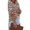 thumbnail image 3 of QAFOPEH Women Striped Colorblock Crew Neck Long Sleeve Top, 3 of 5