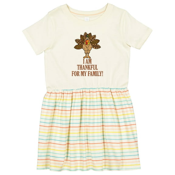 Inktastic I Am Thankful for My Family Turkey Thanksgiving Girls Toddler Dress