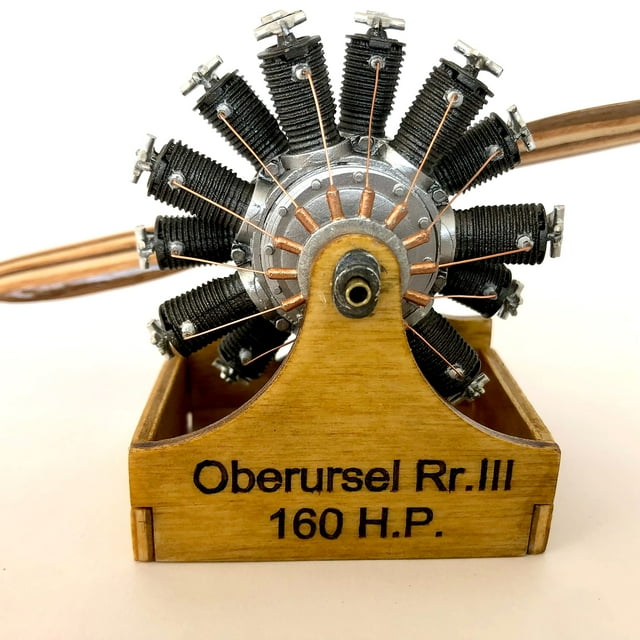 Model Airways Oberursel UR III Kit de modelo de motor de avión de tilo y metal a escala 1:16 para ensamblar | Hecho en EE.UU.