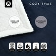 thumbnail image 6 of Deniau Flannel Reversible Solid Sherpa Throw Blanket - Super Soft, 60" x 80", Navy, 6 of 10