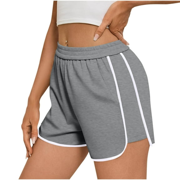 tarylea Sweat Shorts for Women Elastic Waisted Pull on Gym Shorts Straight Leg Athletic Lounge Shorts with Pockets