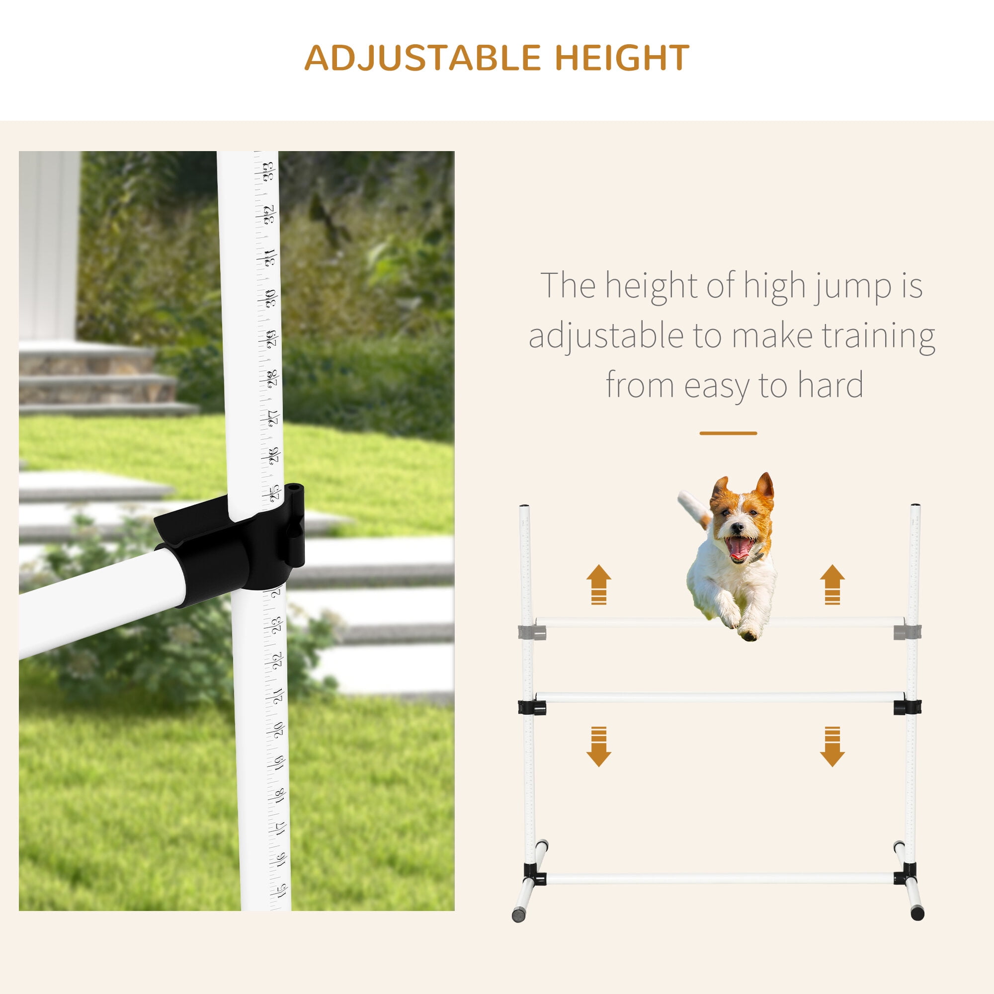 Orthopedic Dog Bed, PawHut 4 Piece Dog Agility Training Equipment for Dog Agility Course with Adjustable Height Jump Bars, Included Carry Bag, & Displacing Top Bar, White, White Dog Bed,Cat Bed