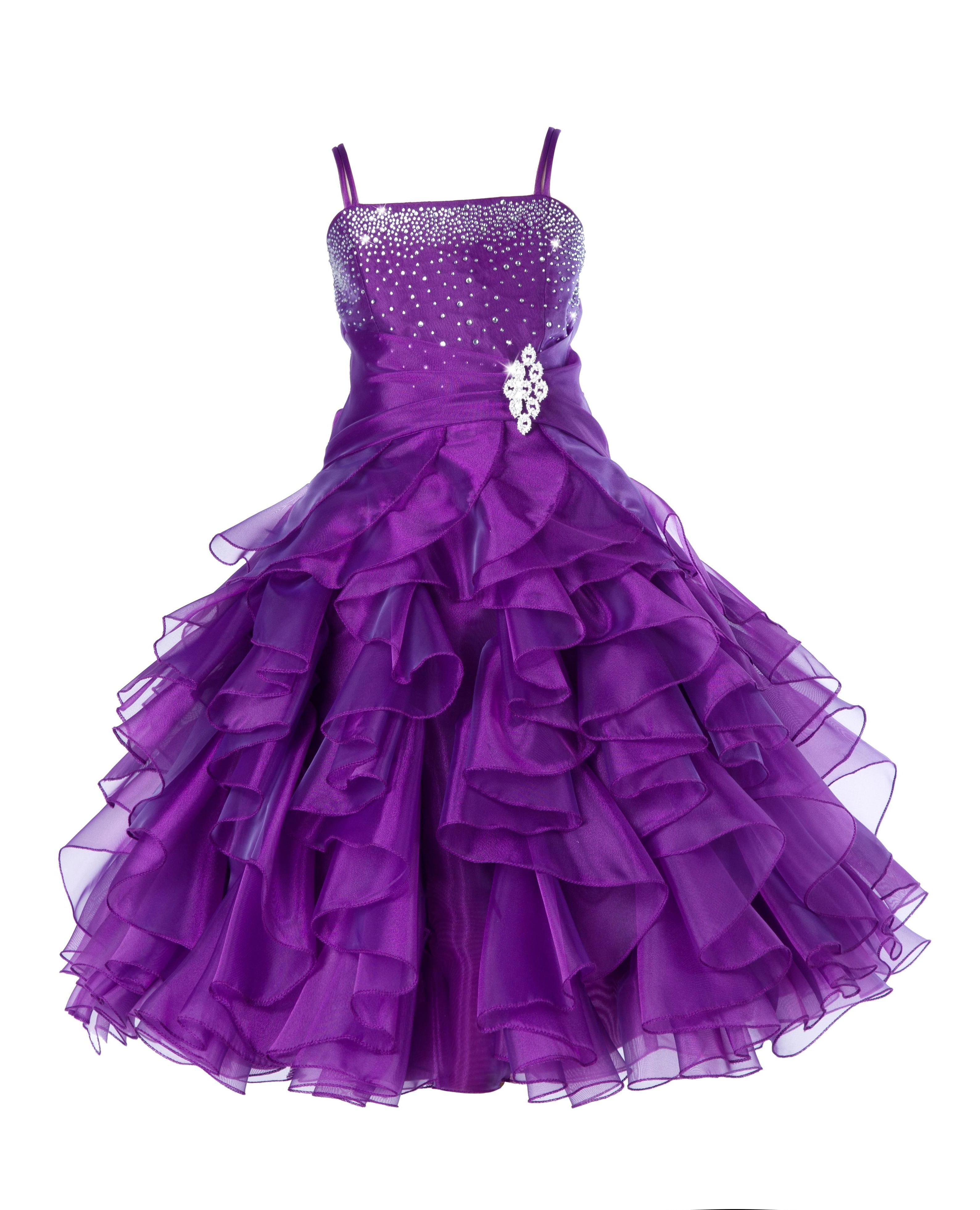 Purple Flower Girl Bridesmaids Summer Easter Elegant Organza Wedding Dress #14 