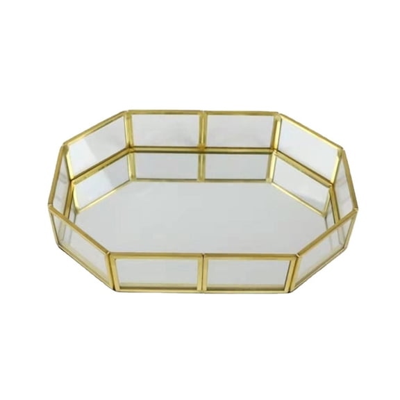 Transparency Glass Cosmetic Display Tray Elegant Jewelry Organiser For Vanity Table Bathroom Storage Plate