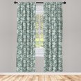 thumbnail image 2 of Ambesonne Tropical Curtains, Abstract Striped Flowers, Pair of 28"x95", Dark Cadet Blue Teal Grey, 2 of 4
