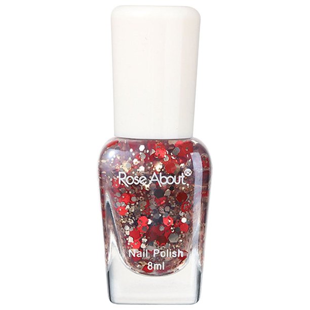 Esmalte de uñas a base de agua, desgarrable, para hornear, sin olor, brillante, con lentejuelas, para realzar las uñas (8 ml)