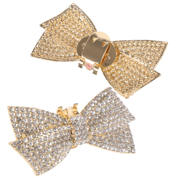 OUNONA 2-Pack Multi-Color Bow Shoe Clips Decorative Accessories for Pumps, Flats, and Boots