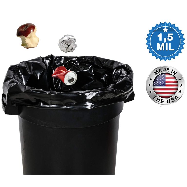 GEN 385820 60 Gallon Black Trash Bags, 1.6 Mil, 38 x 38 x 58 100 / Case